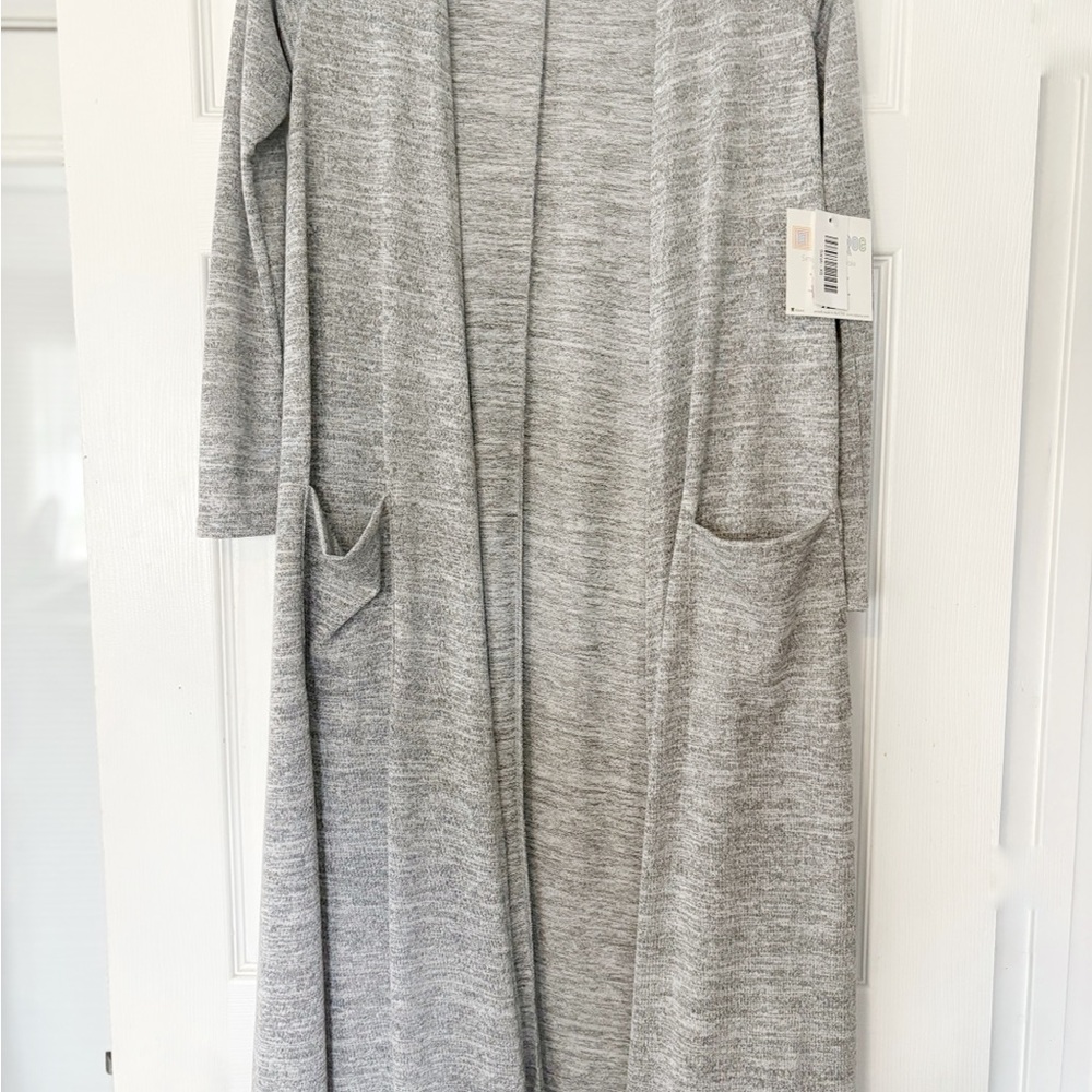 NEW Lularoe Gray Sarah Long Open-Front Cardigan with Pockets XS